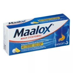 Maalox maux d'estomac citron comprimés sans sucre 40 comprimés à croquer