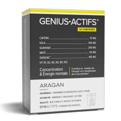Aragan Synactifs GeniusActifs concentration et énergie mentale 28 comprimés effervescents