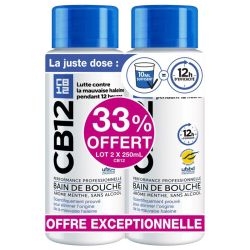 CB12 12 Heures Bain de Bouche Lot de 2 x 250 ml