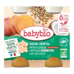 Babybio hachis végétal patate douce lentilles lait de coco 6 mois+ Bio 2x 200g