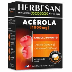 Herbesan Acerola 1000mg vitamine C 180mg goût orange 30 comprimés