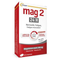Mag 2 24H magnesium nervosité,fatigue 40 Comprimés