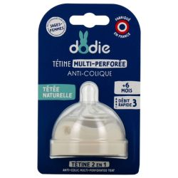 Dodie tétine multi-perforée anti-colique débit rapide 6 mois et +