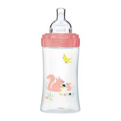 Dodie Biberon Sensation+écureuil 0-6 mois tétine plate débit 2 270ml