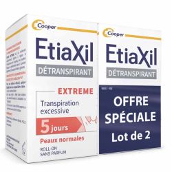 Etiaxil détranspirant extrême aisselles peaux normales roll-on lot de 2 x 15 ml