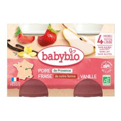 Babybio bébé poire fraise vanille bio 2x130g