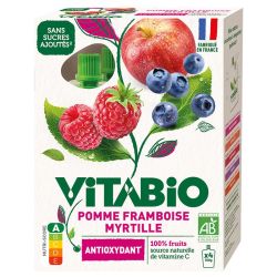 Vitabio Gourde de fruits Pomme Framboise Myrtille 4 x 90g