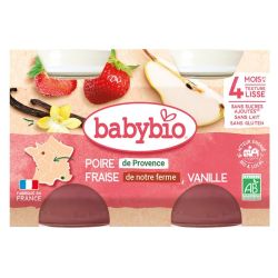 Babybio bébé poire fraise vanille bio 2x130g