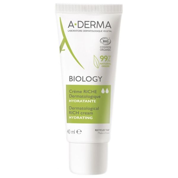 Biology Crème Riche Dermatologique Hydratante Bio 40 ml