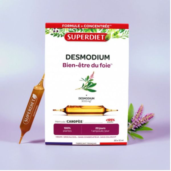 Superdiet Desmodium bien être du foie 20 ampoules 200ml