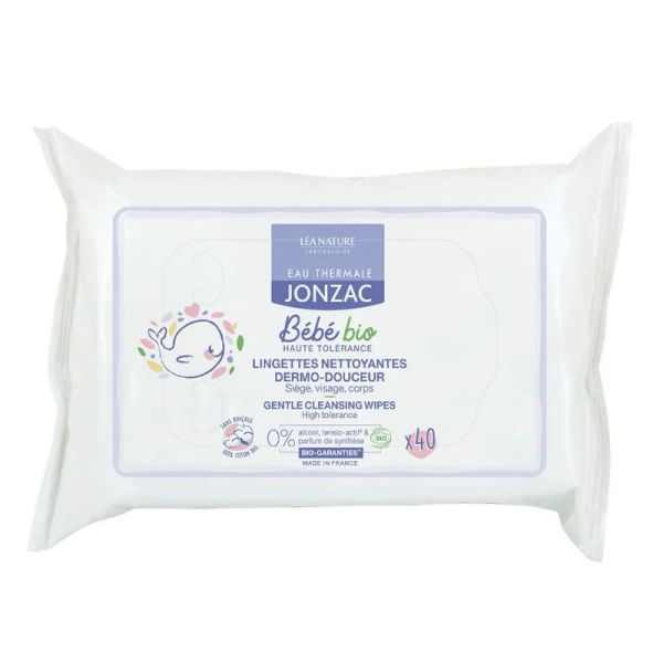 Eau thermale Jonzac lingettes nettoyantes dermo douceur Bio 40 lingettes