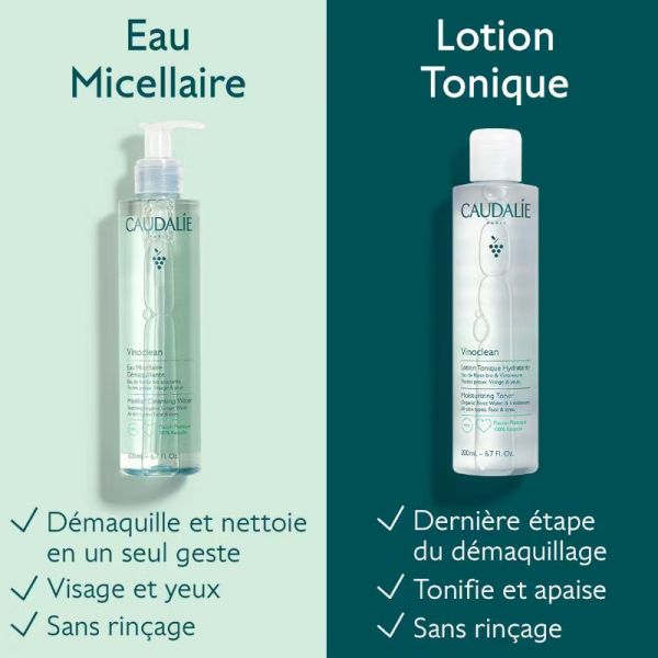 Caudalie Vinoclean lotion tonique hydratante à l'eau de rose Bio 200ml