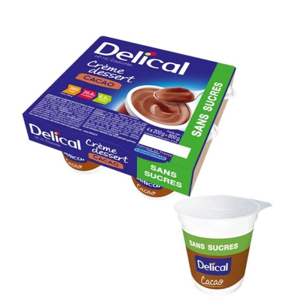 Delical crème dessert HP/HC sans sucres Cacao 4x 200ml