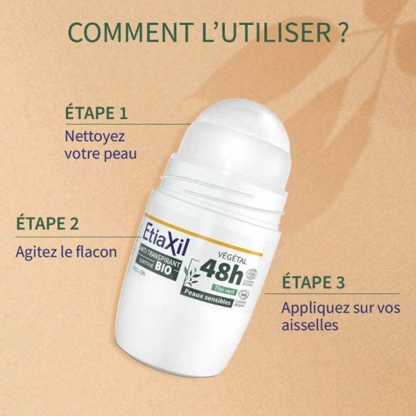 Etiaxil Anti-Transpirant Déodorant Roll-on Végétal 48H Thé Vert Bio 2x50ml