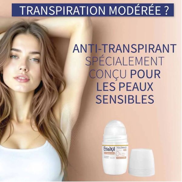 Etiaxil anti-transpirant déodorant Roll-on 48H Tolérance peaux sensibles 2x50ml