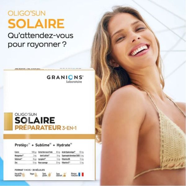 Granions Oligo'Sun préparateur solaire 3 en 1 60 gélules