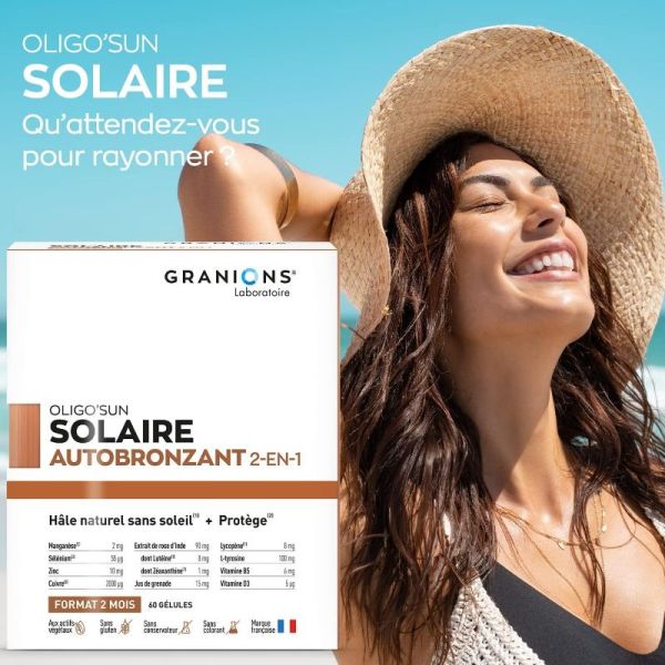 Granions Oligo'Sun autobronzant 2en1 2 mois 60 comprimés