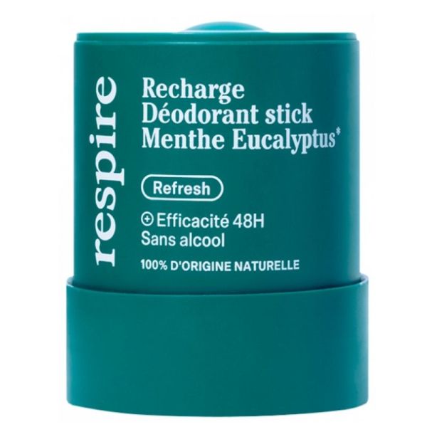 Respire déodorant stick menthe eucalyptus recharge bio 50g