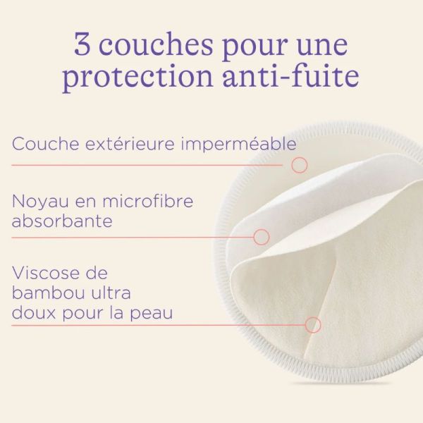 Lansinoh 4 coussinets d'allaitement lavables