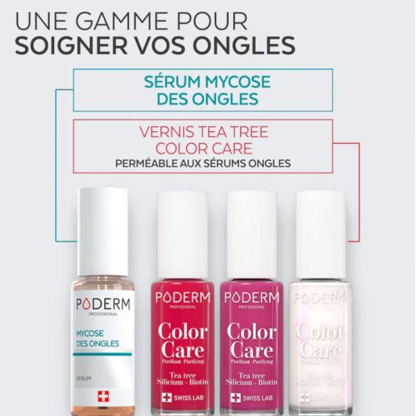 Poderm Color Care vernis à ongles soin et tea tree rouge rose 8ml