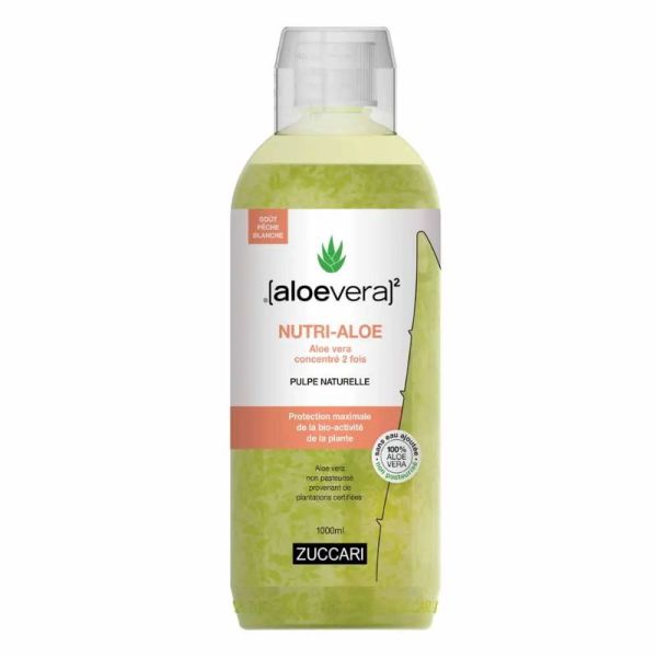 Naturancia [aloevera] Zuccari Pur Jus d'Aloe vera non pasteurisé sans eau ajoutée goût pêche 1litre
