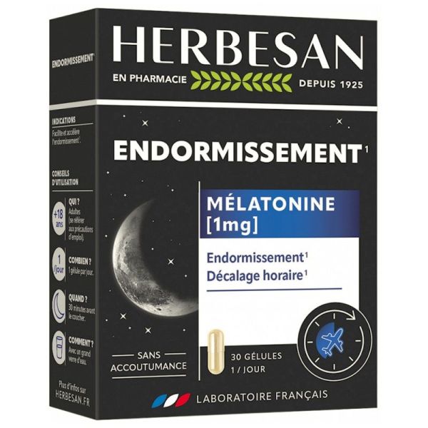 Herbesan endormissement mélatonine 1 mg 30 Gélules