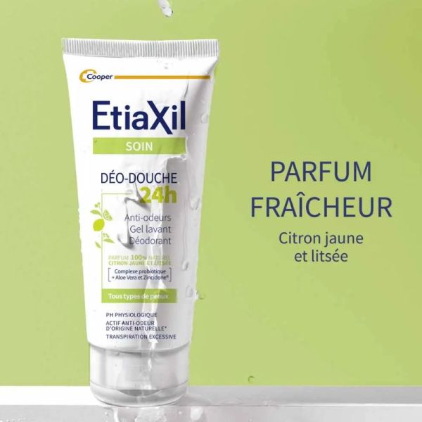 Etiaxil soin douche déo-douche 24h fraîcheur citron jaune et Litsée peaux sensibles 200ml