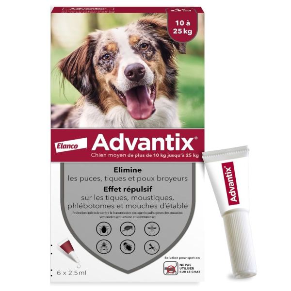 Elanco Advantix chien moyen 10-25kg 4 pipettes