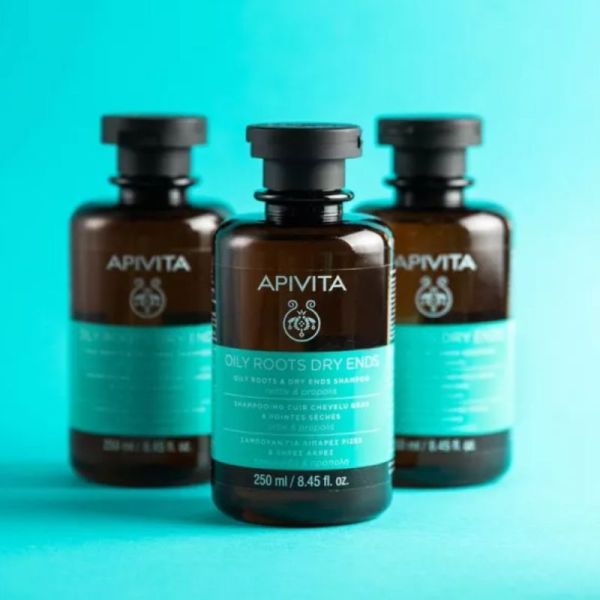 Apivita Shampoing Shine racines grasses et pointes sèches 250ml