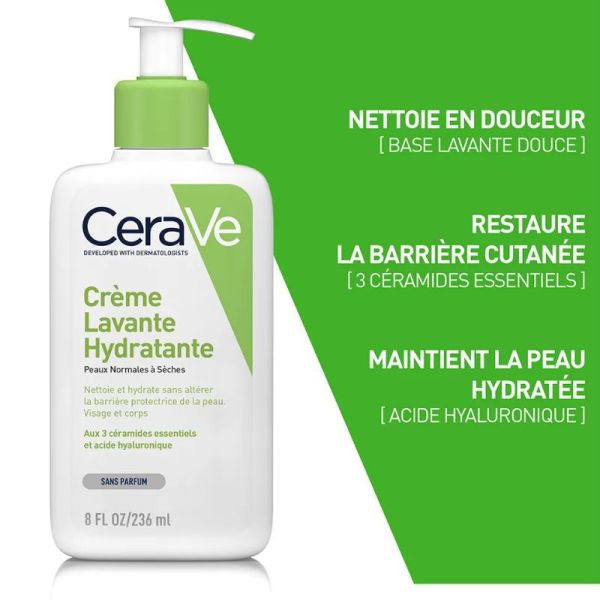 CeraVe crème lavante hydratante 473ml + éco-recharge 473ml