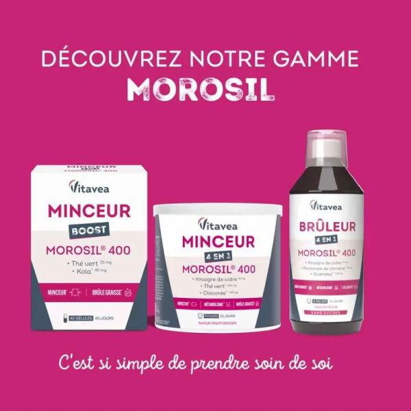 Vitavea Santé Brûleur 4en1 Morosil brûle graisse cellulite métabolisme saveur pêche 500ml
