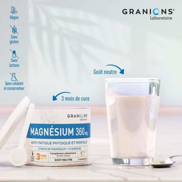 Granions Magnésium 360mg fatigue physique et mentale 210g