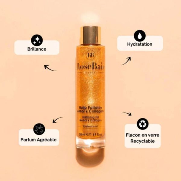 RoseBaie huile pailletée monoï & collagène 50ml