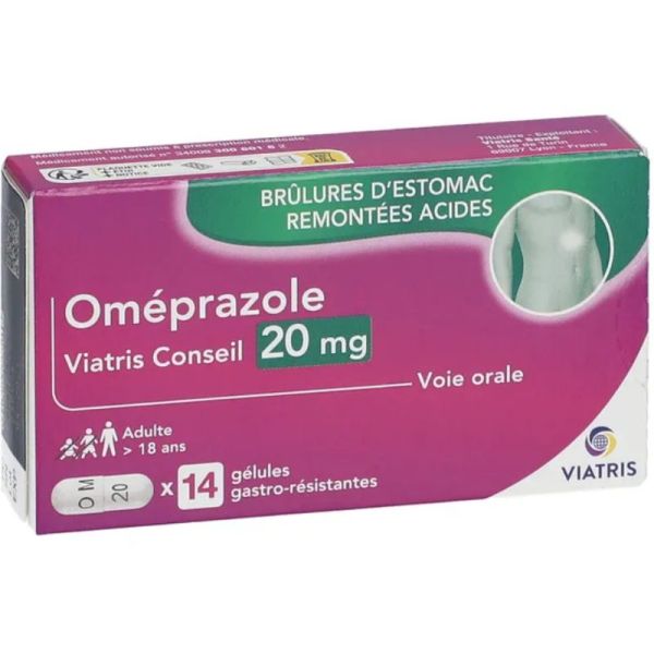 Omeprazole 20 mg + remontées acides 14 gélules