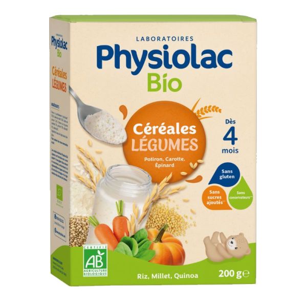 Physiolac céréales bébé légumes Bio 200g