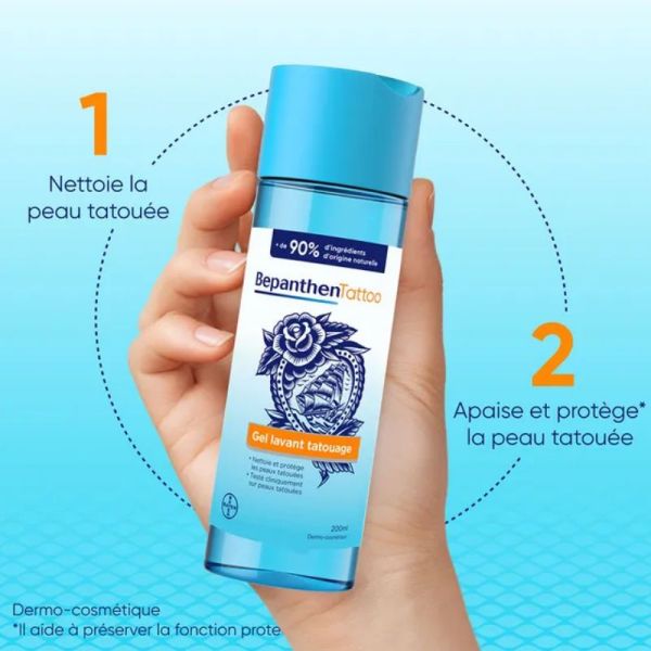 Bepanthen Tattoo gel lavant 200ml - Nettoie et apaise les peaux tatouées