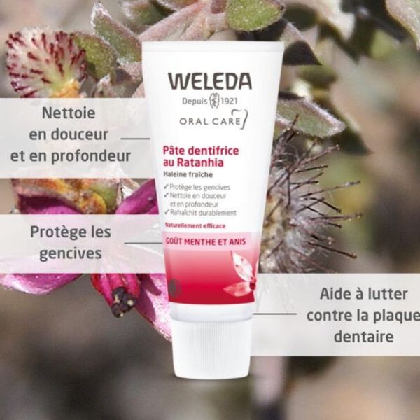 Weleda pâte dentifrice au ratanhia 2x75ml