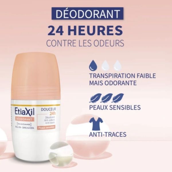 Etiaxil déodorant douceur 24H roll-on lot de 2 x 50ml