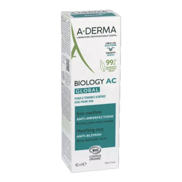 A-Derma Biology AC Global soin matifiant anti imperfections bio 40ml
