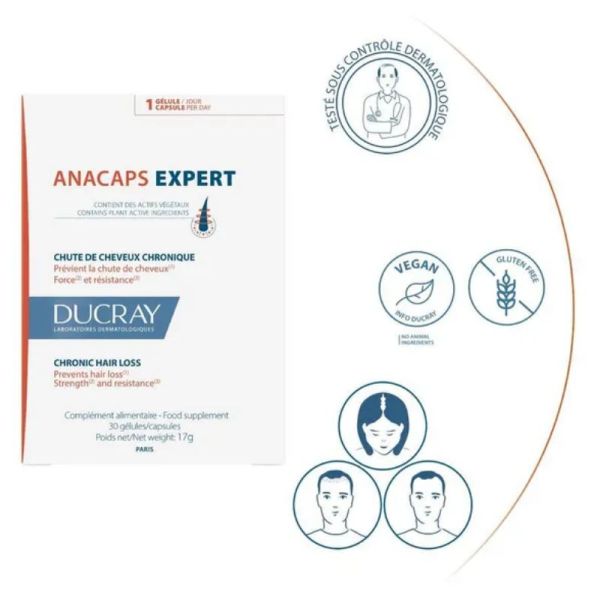 Ducray Anacaps expert chute cheveux chronique 90 gélules