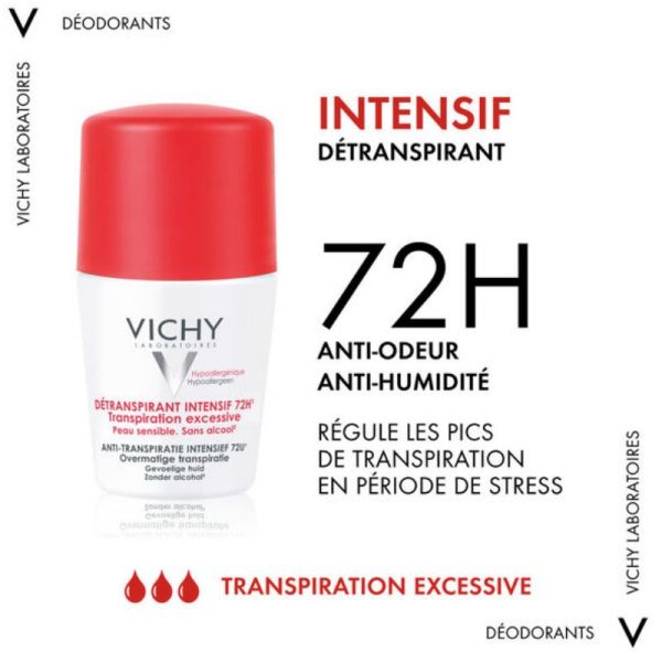 Vichy déodorant Stress Resist 72h roll-on traitement anti-transpirant lot de 2 x 50ml