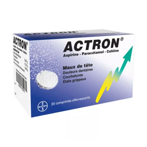 Actron aspirine paracétamol caféine 20 comprimés