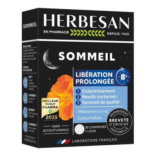 Herbesan Sommeil Libération Prolongée 8H 30 comprimés