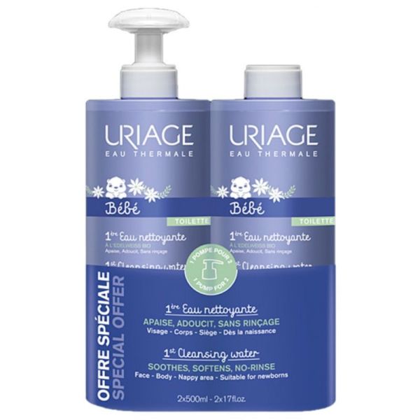 Uriage Bébé 1ère eau nettoyante Lot de 2 x 500 ml