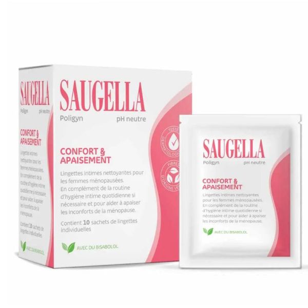 Saugella Poligyn lingettes intimes avec Bisabolol 10 lingettes