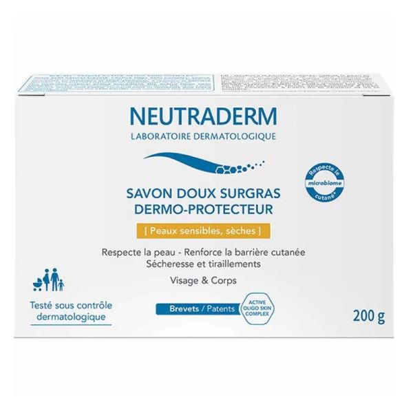 Neutraderm savon solide doux surgras dermo protecteur peaux sèches 200g