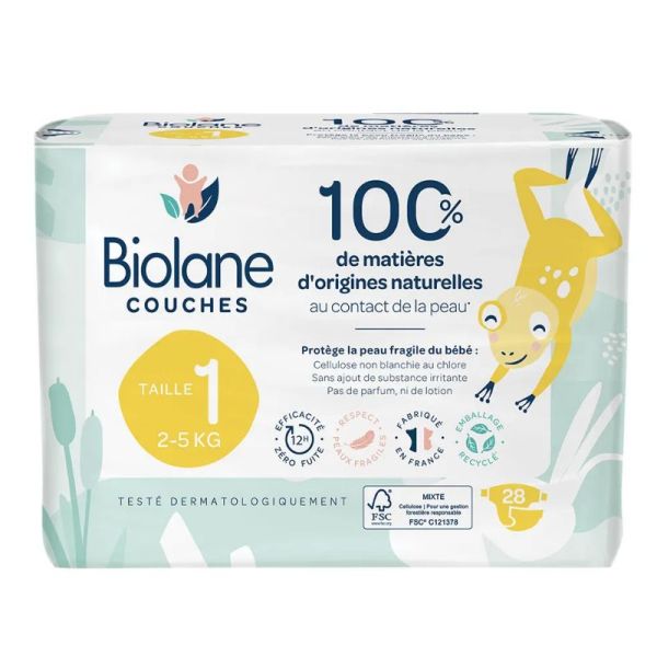 Biolane Couches Naturelles 28 Couches Taille 1 (2-5 Kg)