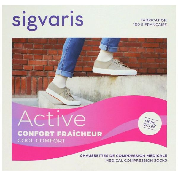 Active Confort Fraîcheur chaussettes écru contention femme classe 2 taille L
