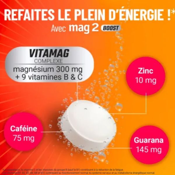Mag 2 BOOST goût fruits rouges 20 comprimés effervescents