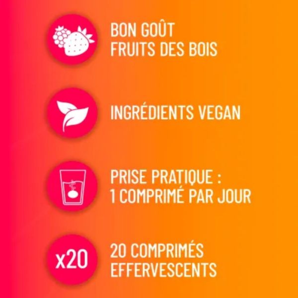 Mag 2 BOOST goût fruits rouges 20 comprimés effervescents